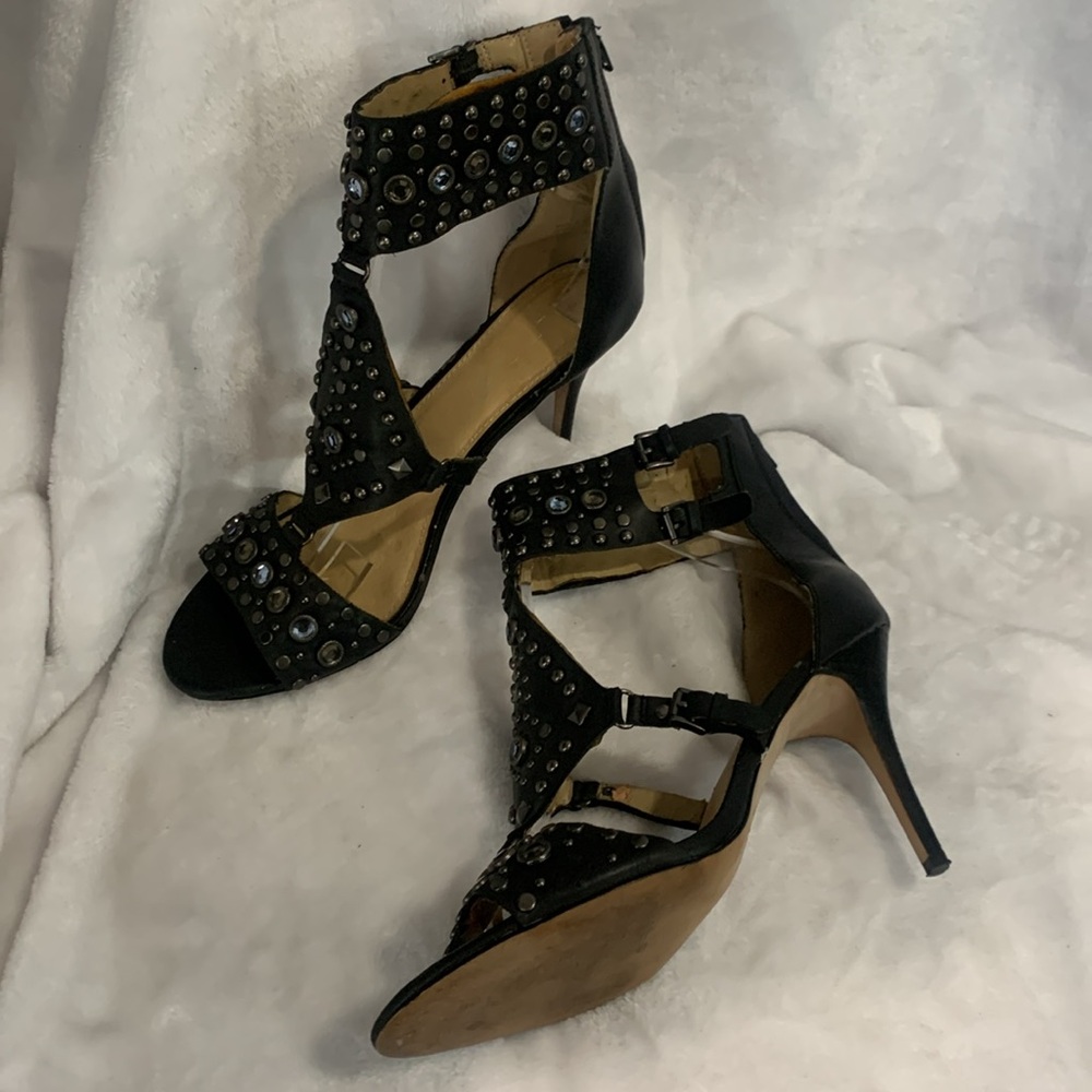 Aldo Black Studded and Rhinestone heels with Size 11 1/2 to 12 M